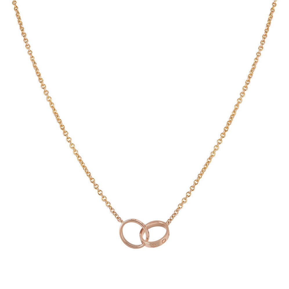 [Vera  Jewelry]LOVE NECKLACE DOUBLE RING PINK GOLD