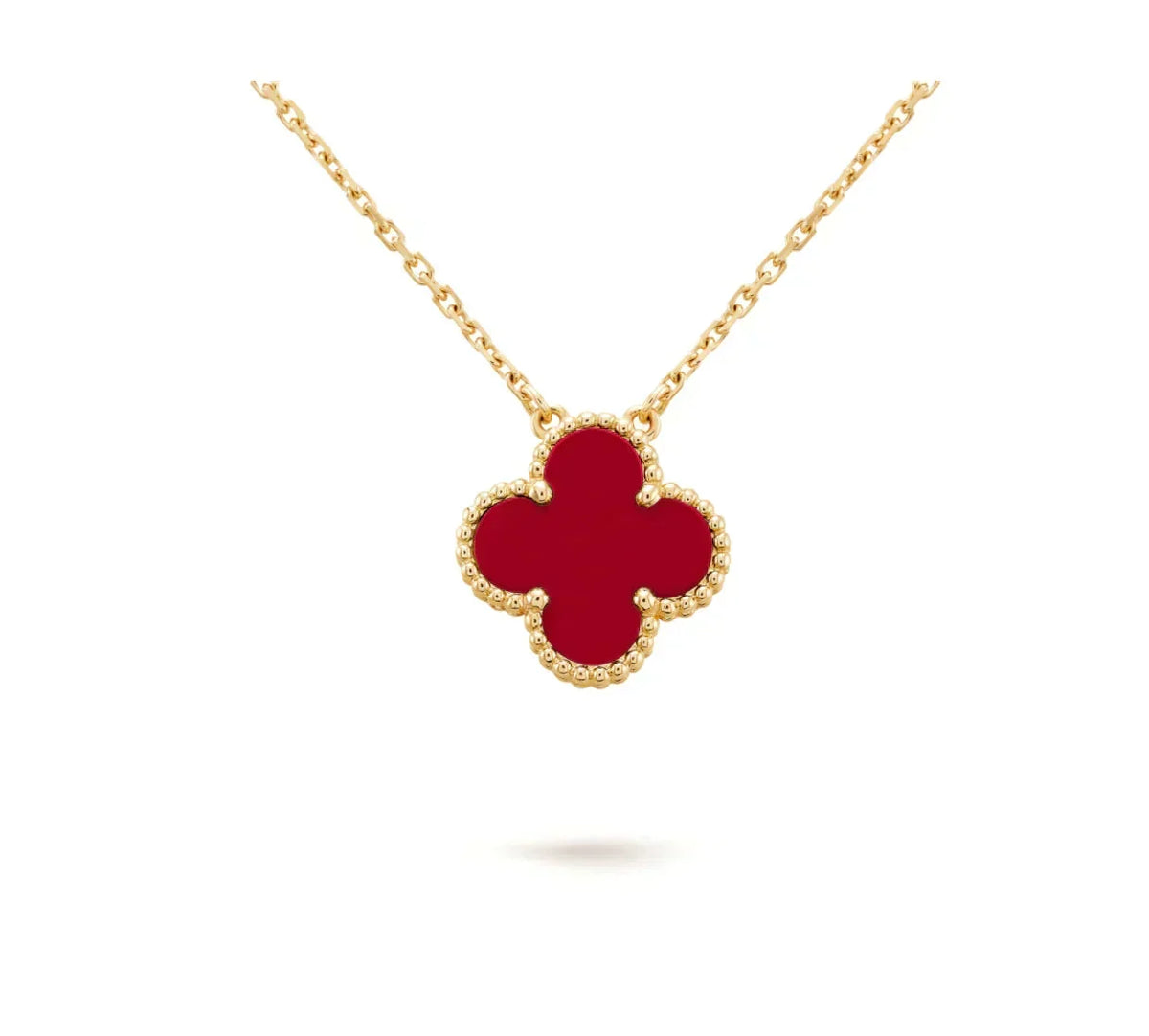 [Vera  Jewelry]CLOVER 15MM CARNELIAN SINGLE FLOWER NECKLACE