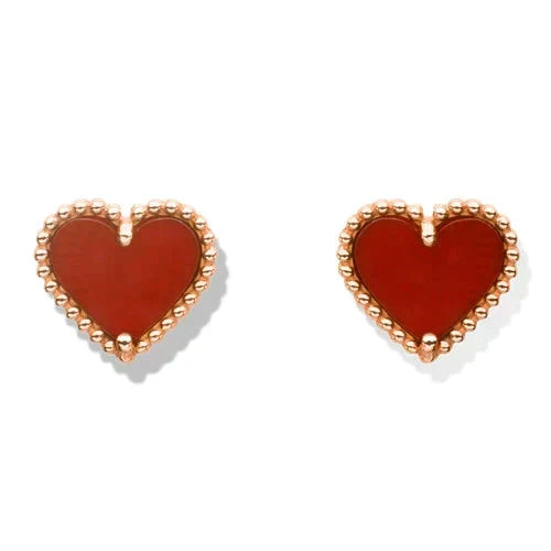 [Vera Jewelry]HEART CARNELIAN STUD EARRINGS