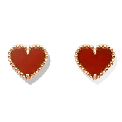 [Vera Jewelry]HEART CARNELIAN STUD EARRINGS