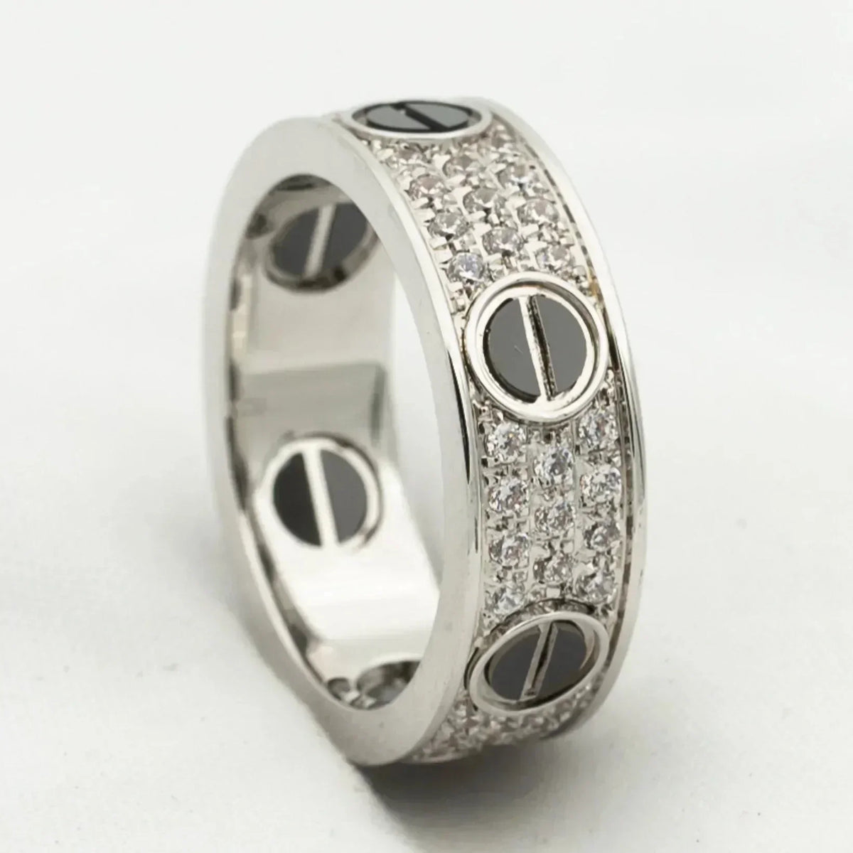 [Vera  Jewelry]LOVE RING 5.5MM DIAMONDS PAVED CERAMIC