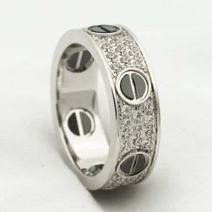 [Vera  Jewelry]LOVE RING 5.5MM DIAMONDS PAVED CERAMIC