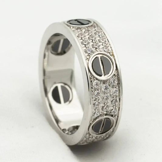 [Vera Jewelry]LOVE RING 5.5MM DIAMONDS PAVED CERAMIC