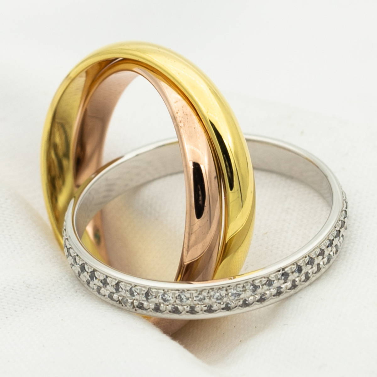 [Vera  Jewelry]TRINITY RING GOLD PINK GOLD SILVER DIAMONDS