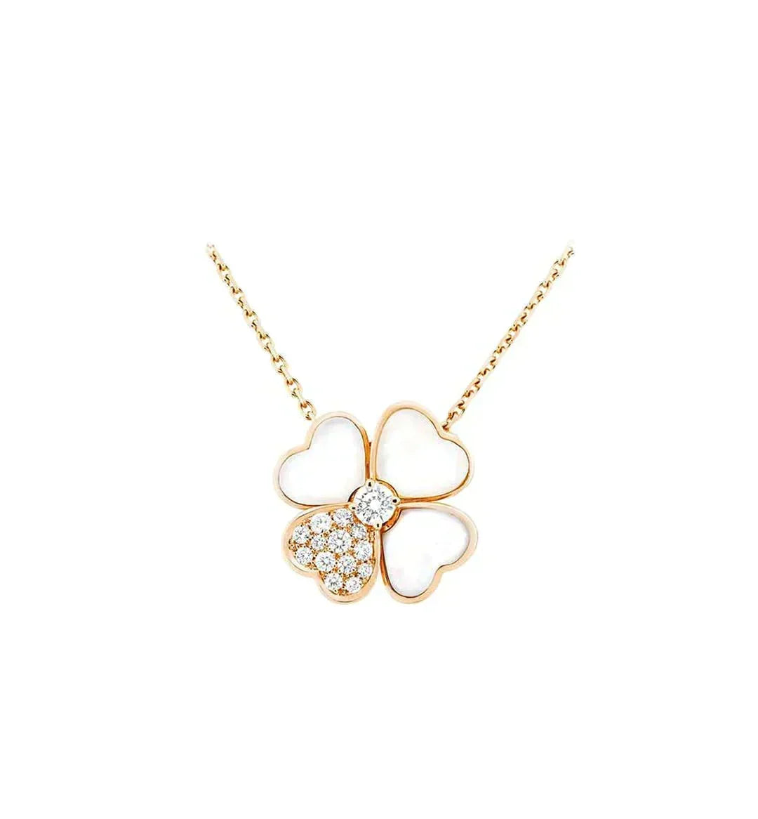 [Vera  Jewelry]CLOVER MOP DIAMOND ROSE GOLD NECKLACE