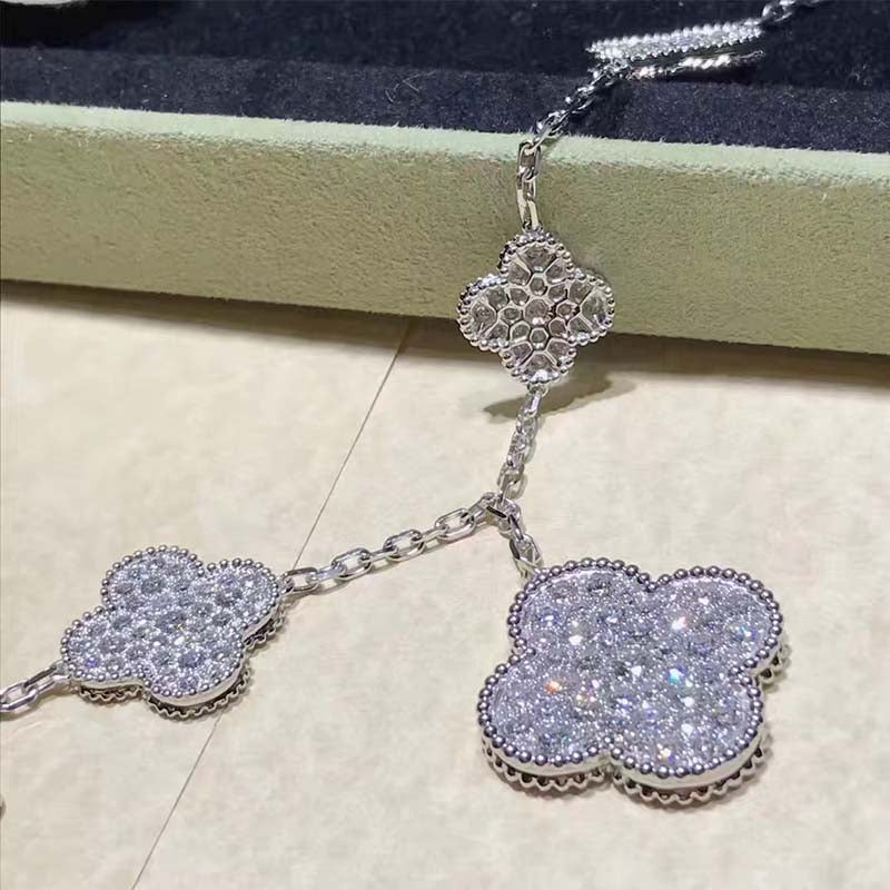 [Vera Jewelry]CLOVER 6 MOTIFS SILVER DIAMOND BRACELET