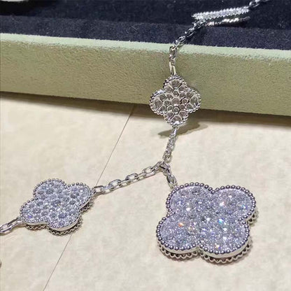 [Vera Jewelry]CLOVER 6 MOTIFS SILVER DIAMOND BRACELET