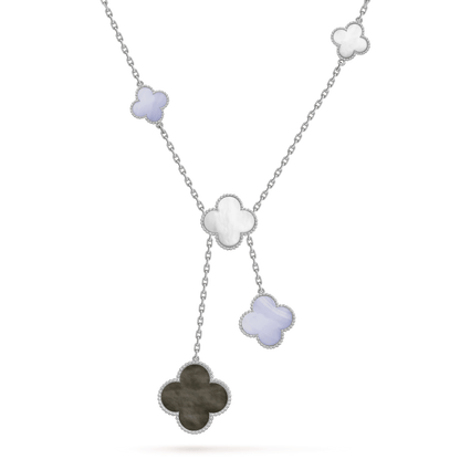 [Vera  Jewelry]CLOVER MOP CHALCEDONY NECKLACE SILVER 6 MOTIF