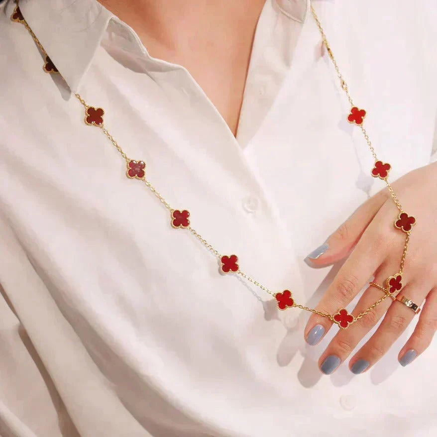 [Vera Jewelry]CLOVER 20 MOTIFS CARNELIAN NECKLACE