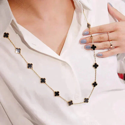 [Vera  Jewelry]CLOVER 20 MOTIFS ONYX NECKLACE