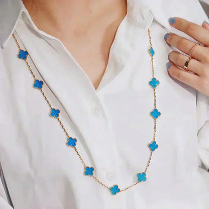 [Vera Jewelry]CLOVER 20 MOTIFS BLUE AGATE GOLD