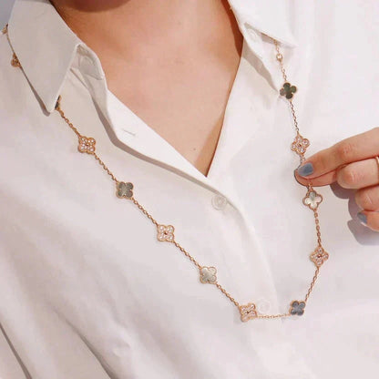 [Vera Jewelry]CLOVER 20 MOTIFS DARK MOP DIAMOND  NECKLACE