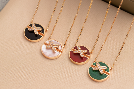 [Vera Jewelry]JEUX DE PINK GOLD DIAMOND NECKLACE