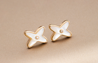 [Vera Jewelry]JEUX DE WHITE MOP PINK GOLD DIAMOND EARRINGS