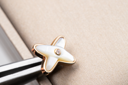 [Vera Jewelry]JEUX DE WHITE MOP ROSE GOLD DIAMOND EARRINGS