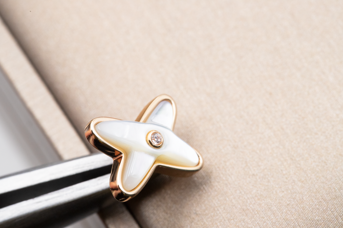 [Vera Jewelry]JEUX DE WHITE MOP PINK GOLD DIAMOND EARRINGS