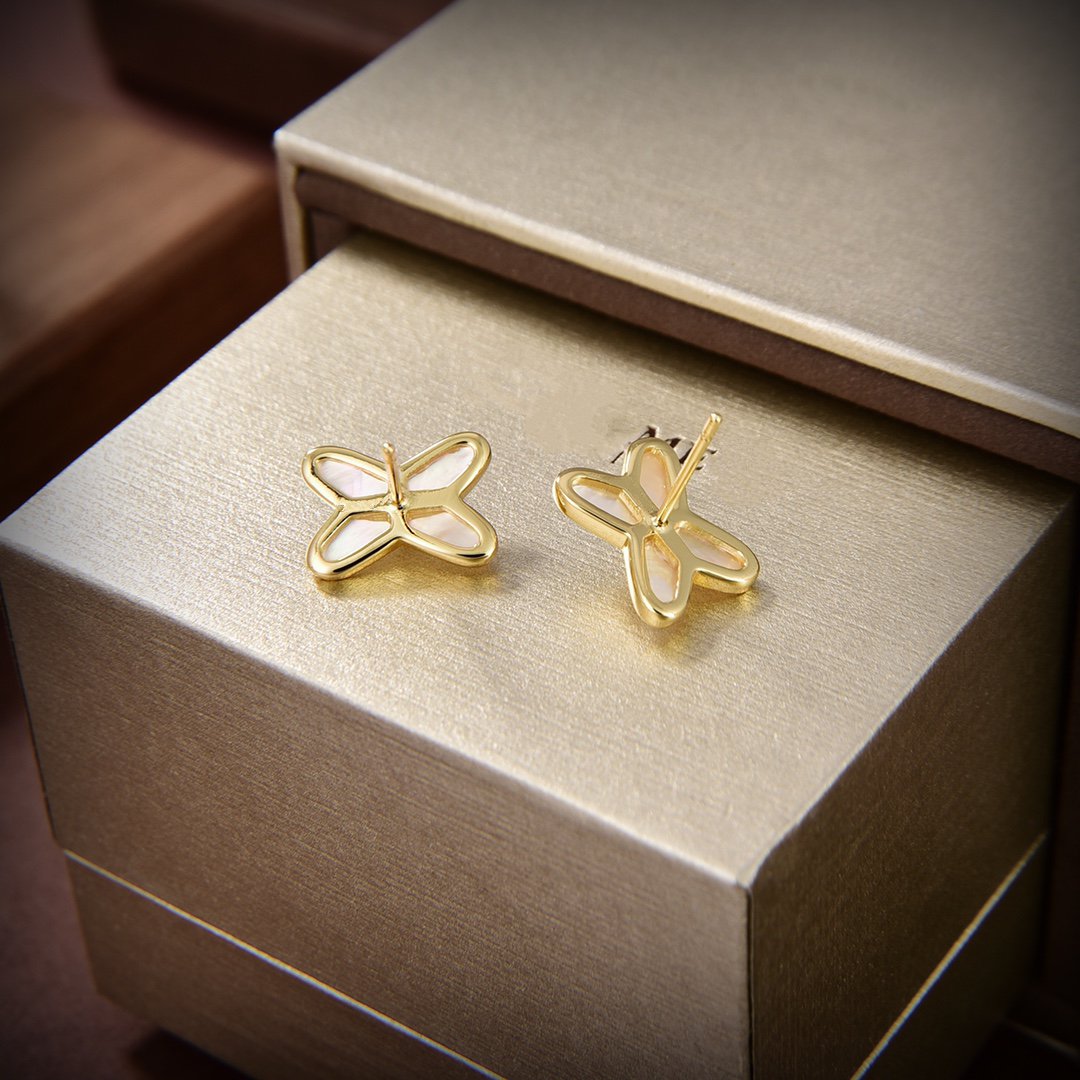 [Vera Jewelry]JEUX DE WHITE MOP GOLD DIAMOND EARRINGS