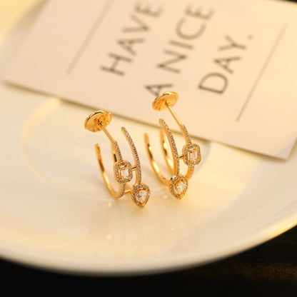 [Vera Jewelry]CREOLES MY TWIN 2 RANGS SILVER DIAMOND EARRINGS