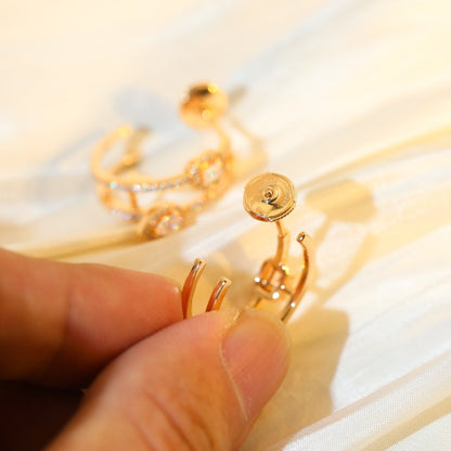 [Vera Jewelry]CREOLES MY TWIN 2 RANGS SILVER DIAMOND EARRINGS