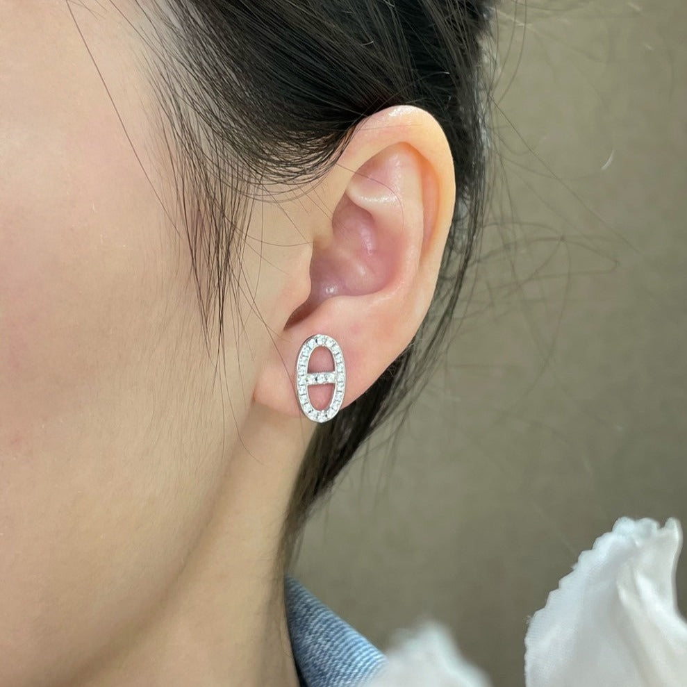 [Vera  Jewelry]HM FULL DIAMOND PIG NOSE STUD EARRINGS