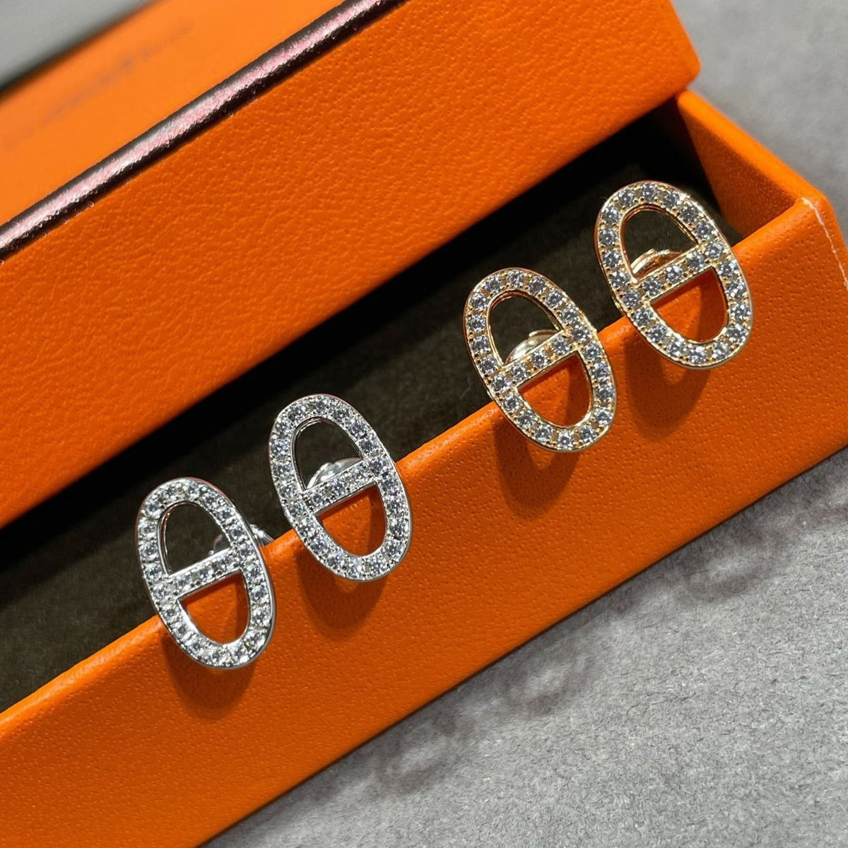 [Vera  Jewelry]HM FULL DIAMOND PIG NOSE STUD EARRINGS