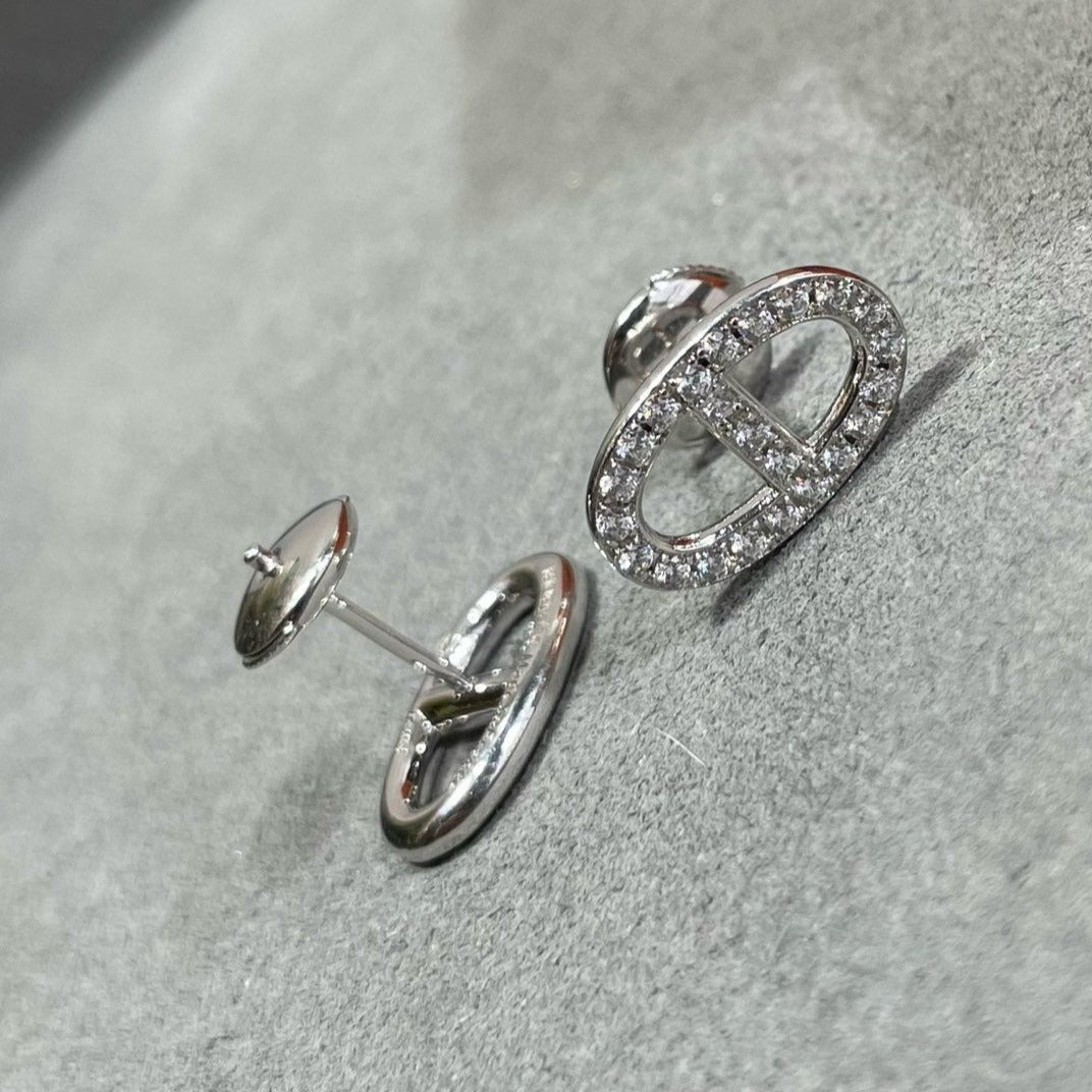 [Vera  Jewelry]HM FULL DIAMOND PIG NOSE STUD EARRINGS