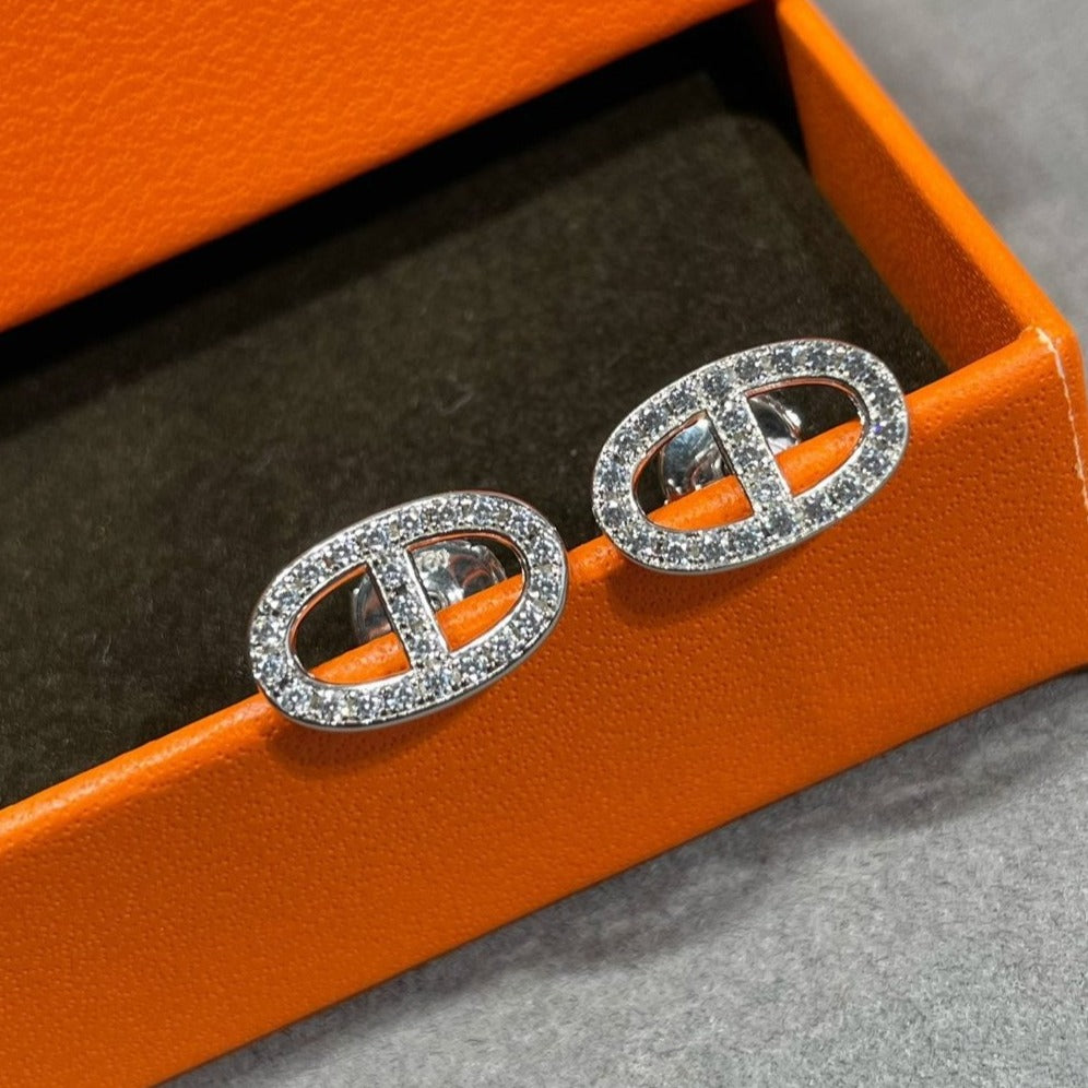 [Vera  Jewelry]HM FULL DIAMOND PIG NOSE STUD EARRINGS
