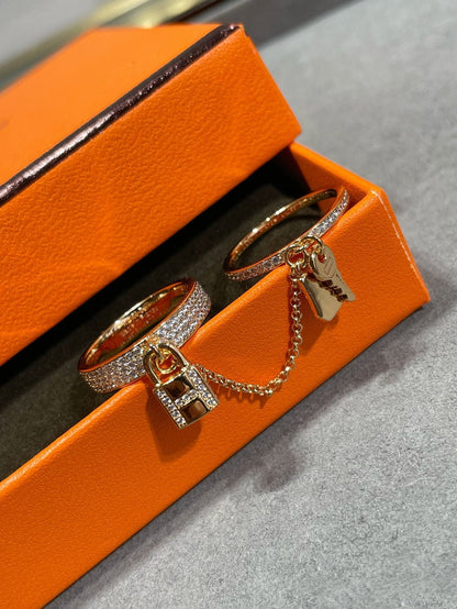 [Vera Jewelry]HM KELLY CLOCHETTE DOUBLE RING IN  WITH DIAMONDS