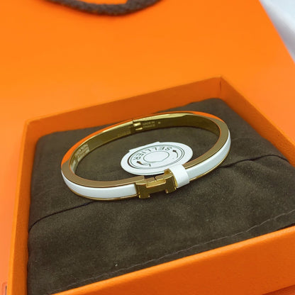 [Vera Jewelry]CLASSIC HM CLIC WHITE 8MM ENAMEL BRACELET