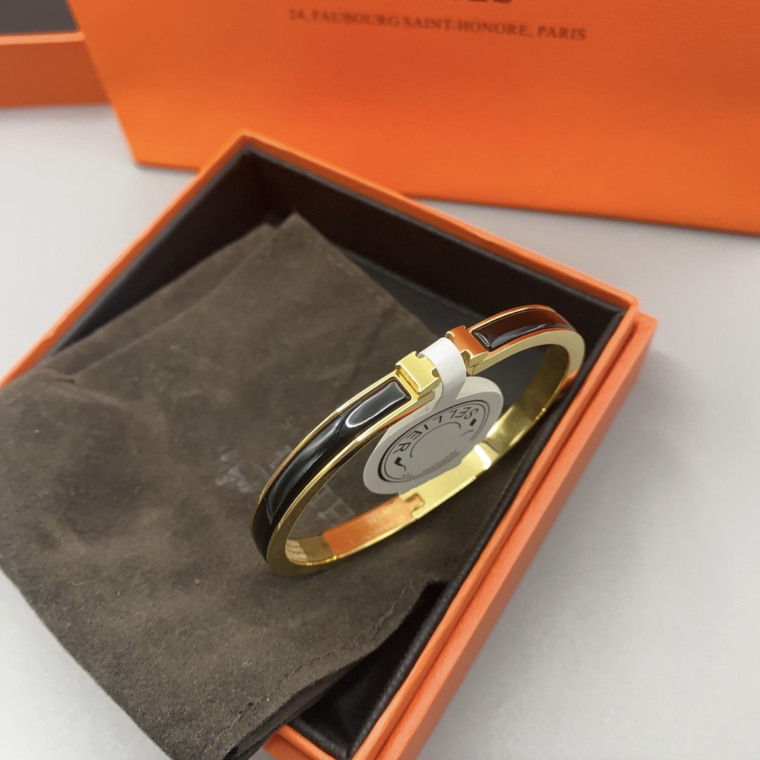 [Vera Jewelry]CLASSIC HM CLIC BLACK 8MM ENAMEL BRACELET