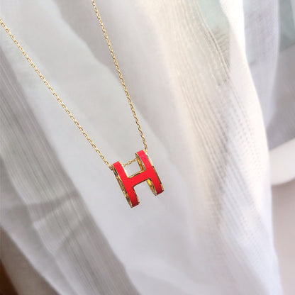 [Vera Jewelry]HM CLIC RED ENAMEL GOLD NECKLACE