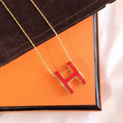 [Vera Jewelry]HM CLIC RED ENAMEL GOLD NECKLACE