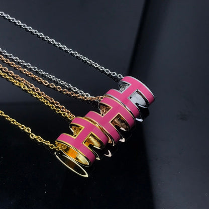 [Vera Jewelry]H NECKLACE PINK