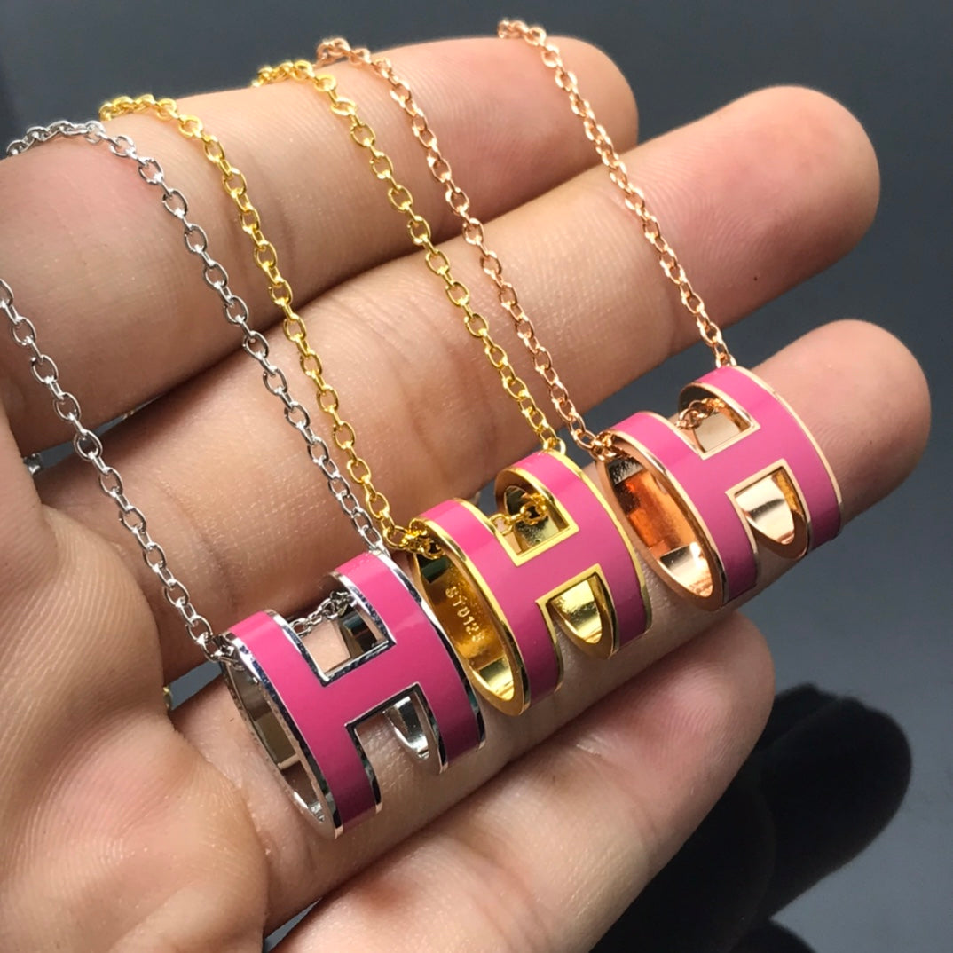 [Vera Jewelry]H NECKLACE PINK