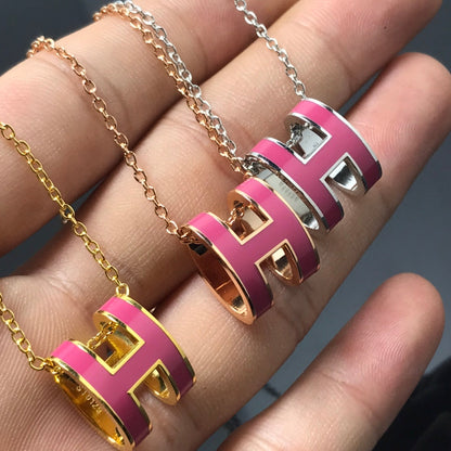 [Vera Jewelry]H NECKLACE PINK