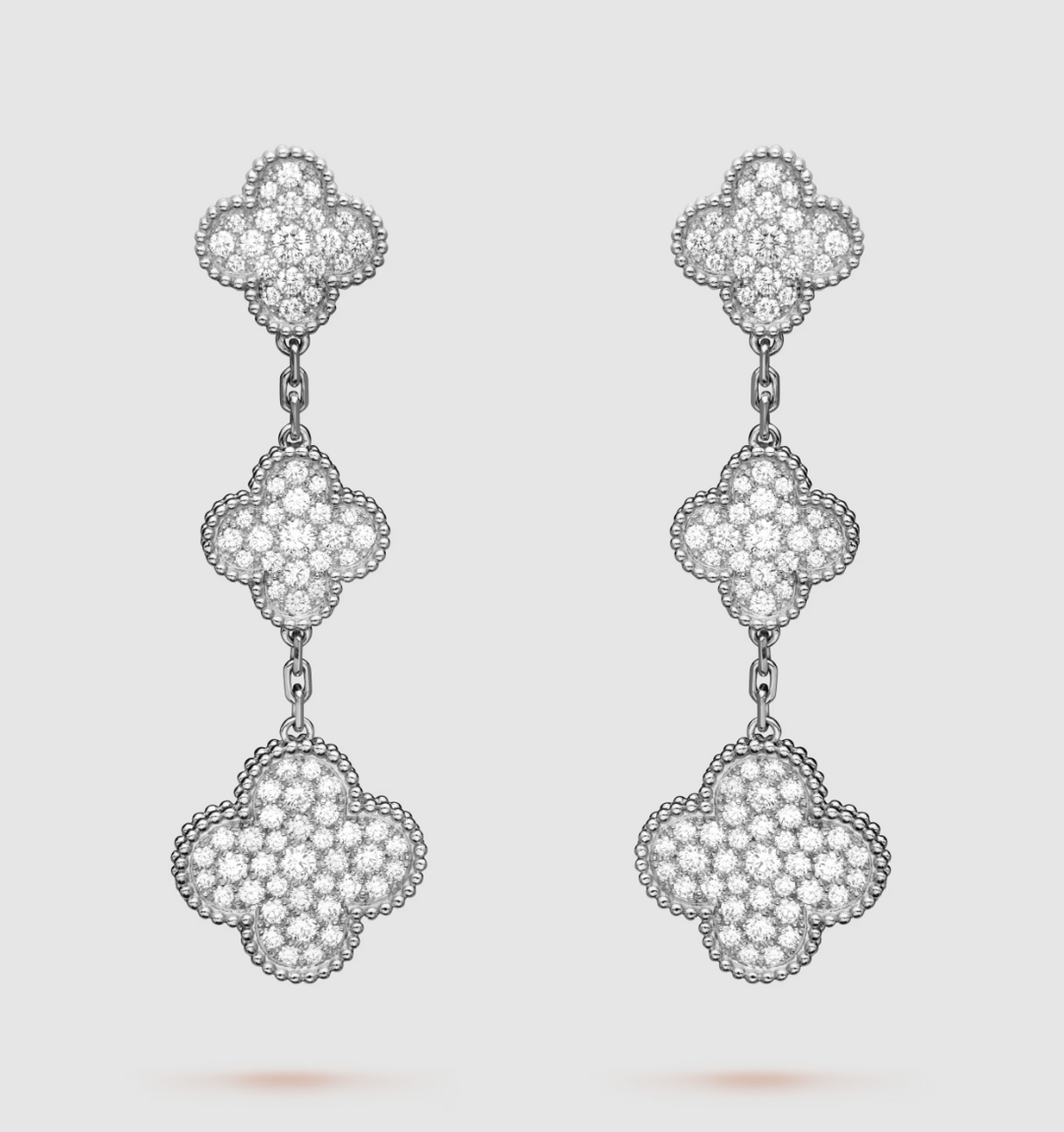 [Vera Jewelry]CLOVER 3 MOTIF DIAMOND SILVER DROP EARRINGS