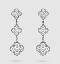 [Vera Jewelry]CLOVER 3 MOTIF DIAMOND SILVER DROP EARRINGS