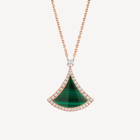[Vera Jewelry]DREAM MALACHITE DIAMOND PAVED PINK GOLD NECKLACE