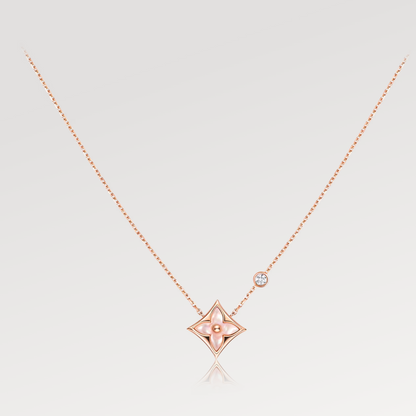 [Vera Jewelry]STAR PINK MOP 1 DIAMOND PINK GOLD NECKLACE