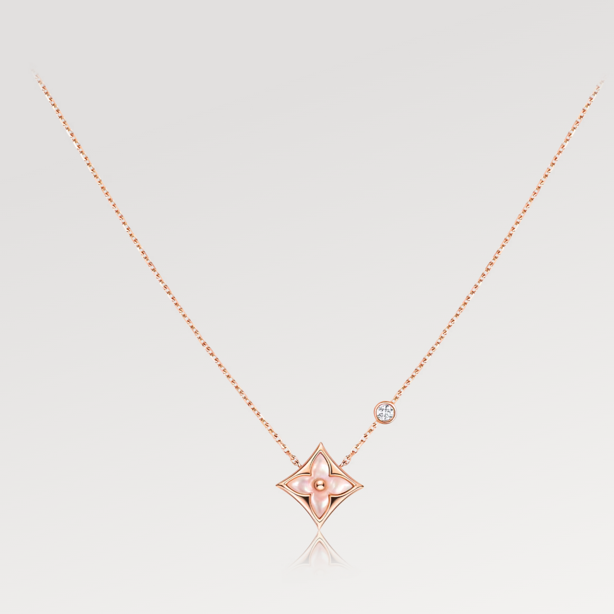 [Vera  Jewelry]STAR PINK MOP 1 DIAMOND PINK GOLD NECKLACE