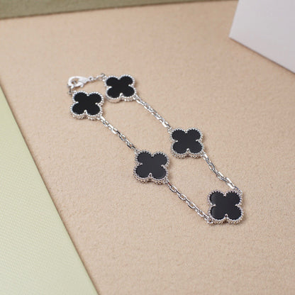 [Vera  Jewelry]LUCKY CLOVER 5-MOTIF BRACELET - BLACK OXNY COLLECTION