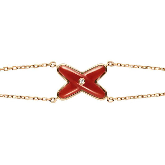 [Vera Jewelry]JEUX BRACELET CARNELIAN PINK GOLD 1 DIAMOND