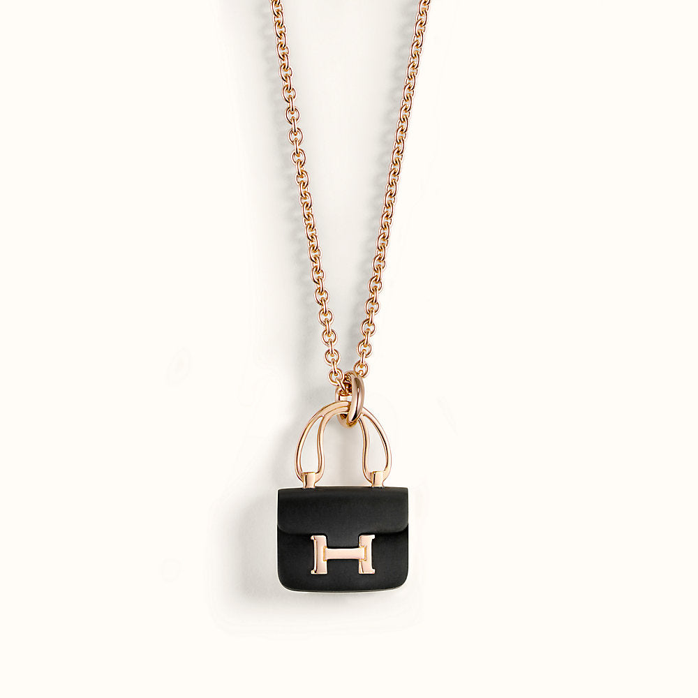 [Vera  Jewelry]CONSTANCE BLACK PEDANT PINK GOLD NECKLACE