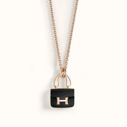 [Vera  Jewelry]CONSTANCE BLACK PEDANT PINK GOLD NECKLACE