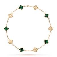 [Vera Jewelry]CLOVER 10 MOTIFS MALACHITE DIAMOND NECKLACE