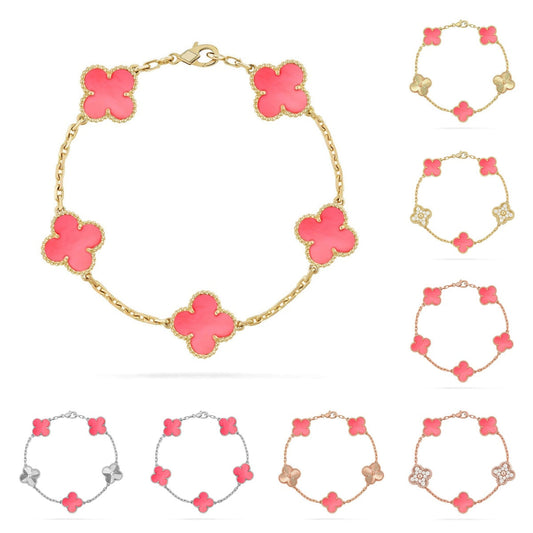 [Vera Jewelry] クローバー 5モチーフ ピンクMOP ブレスレットコレクション
