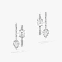 [Vera Jewelry]CREOLES MY TWIN 2 RANGS SILVER DIAMOND EARRINGS