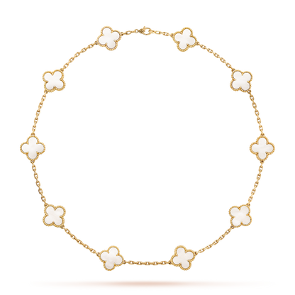 [Vera Jewelry]CLOVER 10 MOTIFS WHITE MOTHER OF PEARL NECKLACE