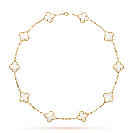 [Vera Jewelry]CLOVER 10 MOTIFS WHITE MOTHER OF PEARL NECKLACE