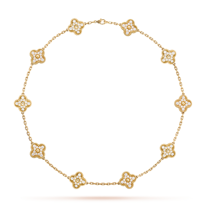 [Vera  Jewelry]CLOVER 10 MOTIFS DIAMOND NECKLACE